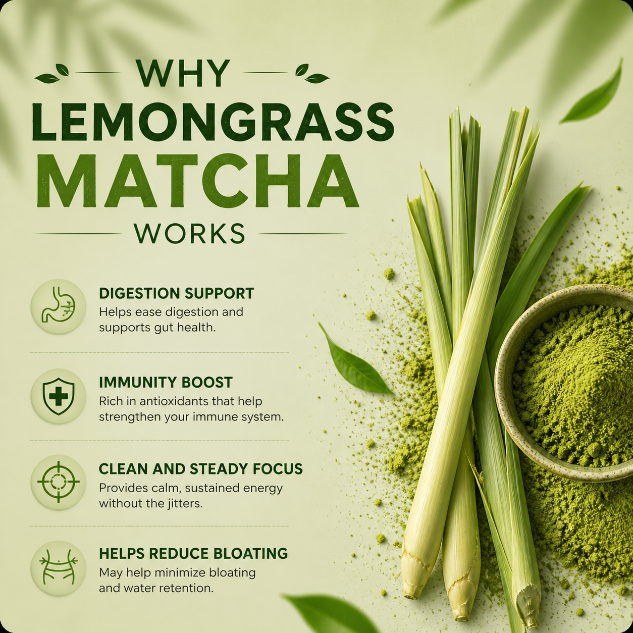 Lemongrass Matcha | Monk Fruit Sweetener | 50g