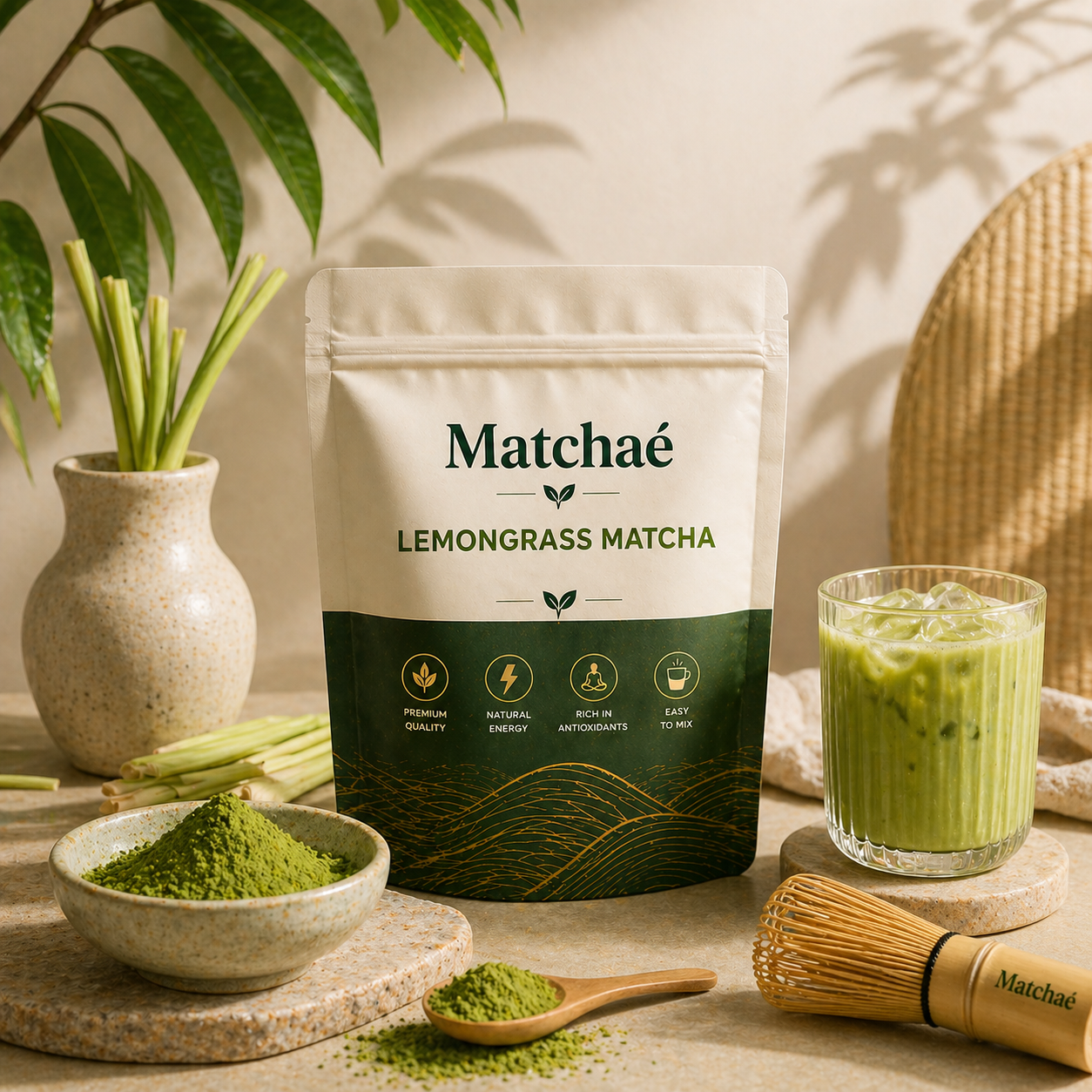 Lemongrass Matcha | Monk Fruit Sweetener | 50g