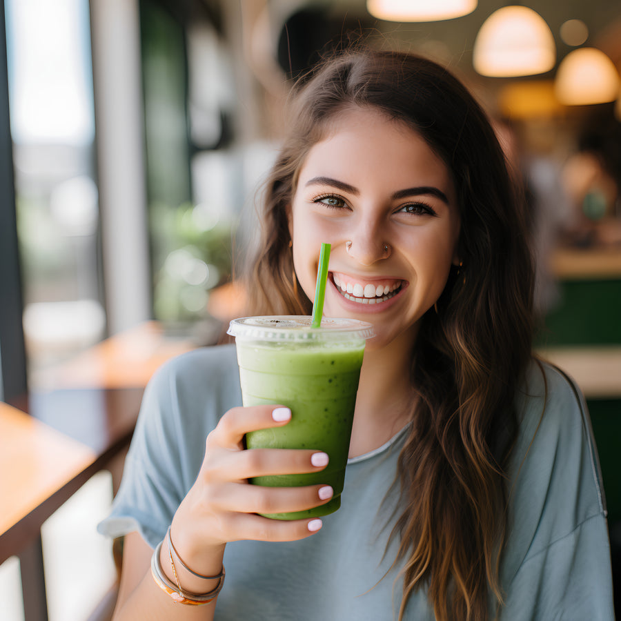Woman enjoying Bree Matcha